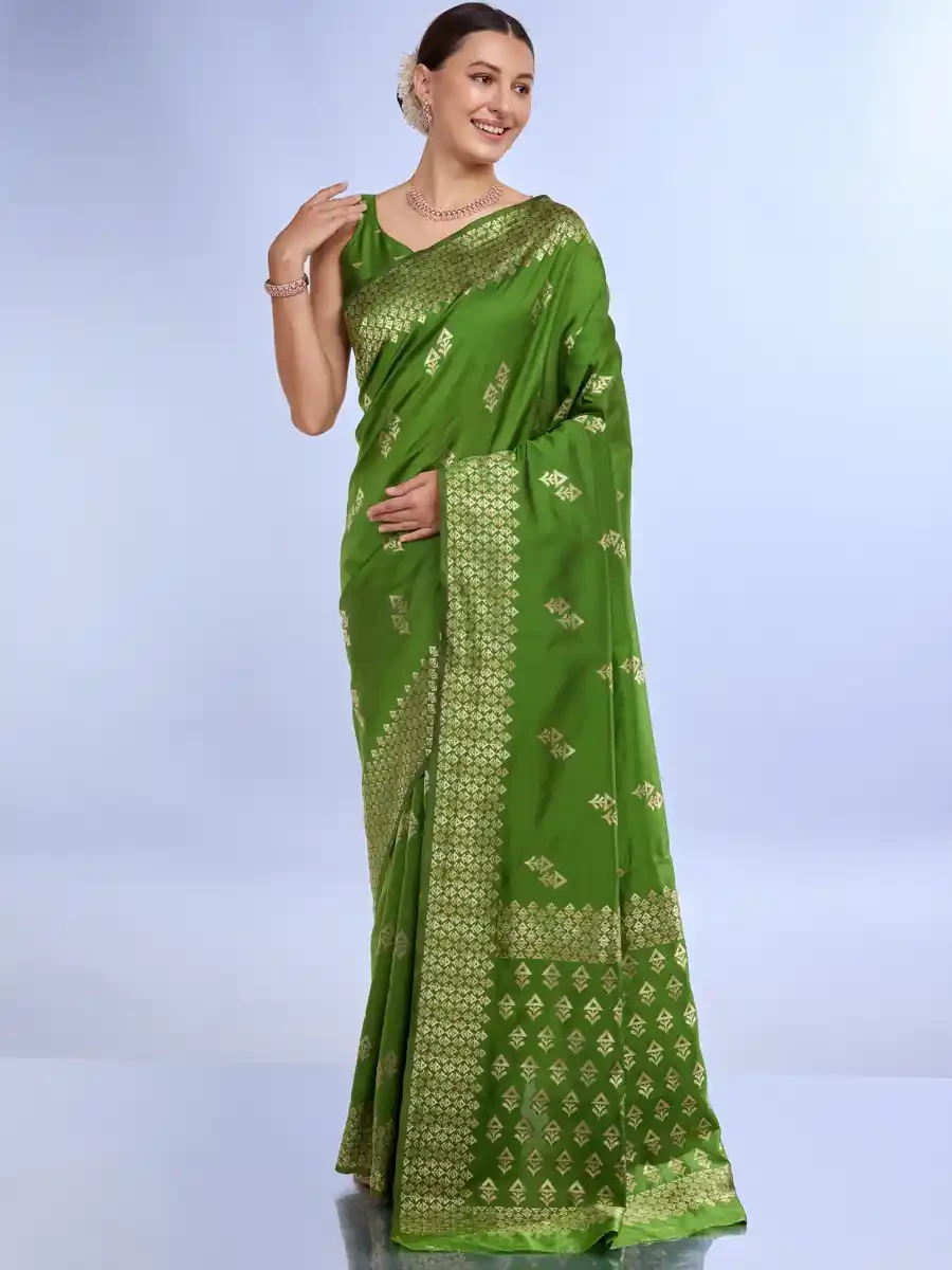 Pista Litchi Kota Silk Handwoven Festival Wedding Heavy Border Saree