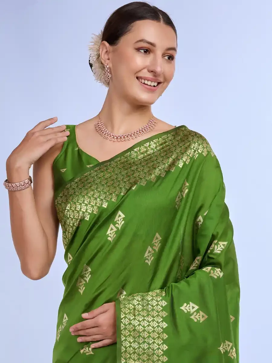 Pista Litchi Kota Silk Handwoven Festival Wedding Heavy Border Saree