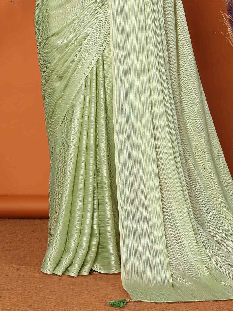 Pista Polyester Silk Handwoven Festival Casual Classic Style Saree