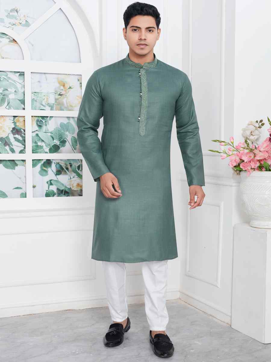 Pista Premium Linen Cotton Plain Festival Casual Kurta