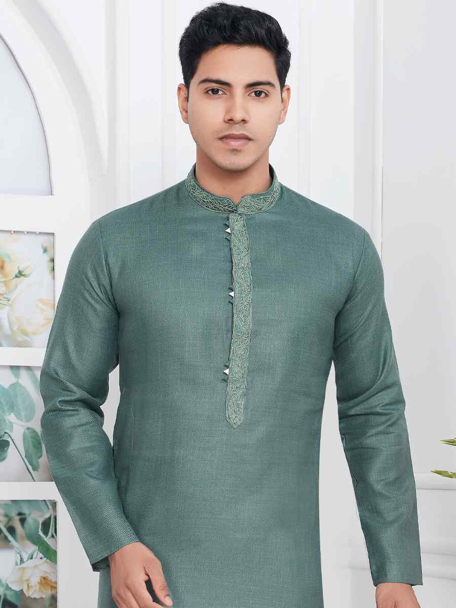 Pista Premium Linen Cotton Plain Festival Casual Kurta