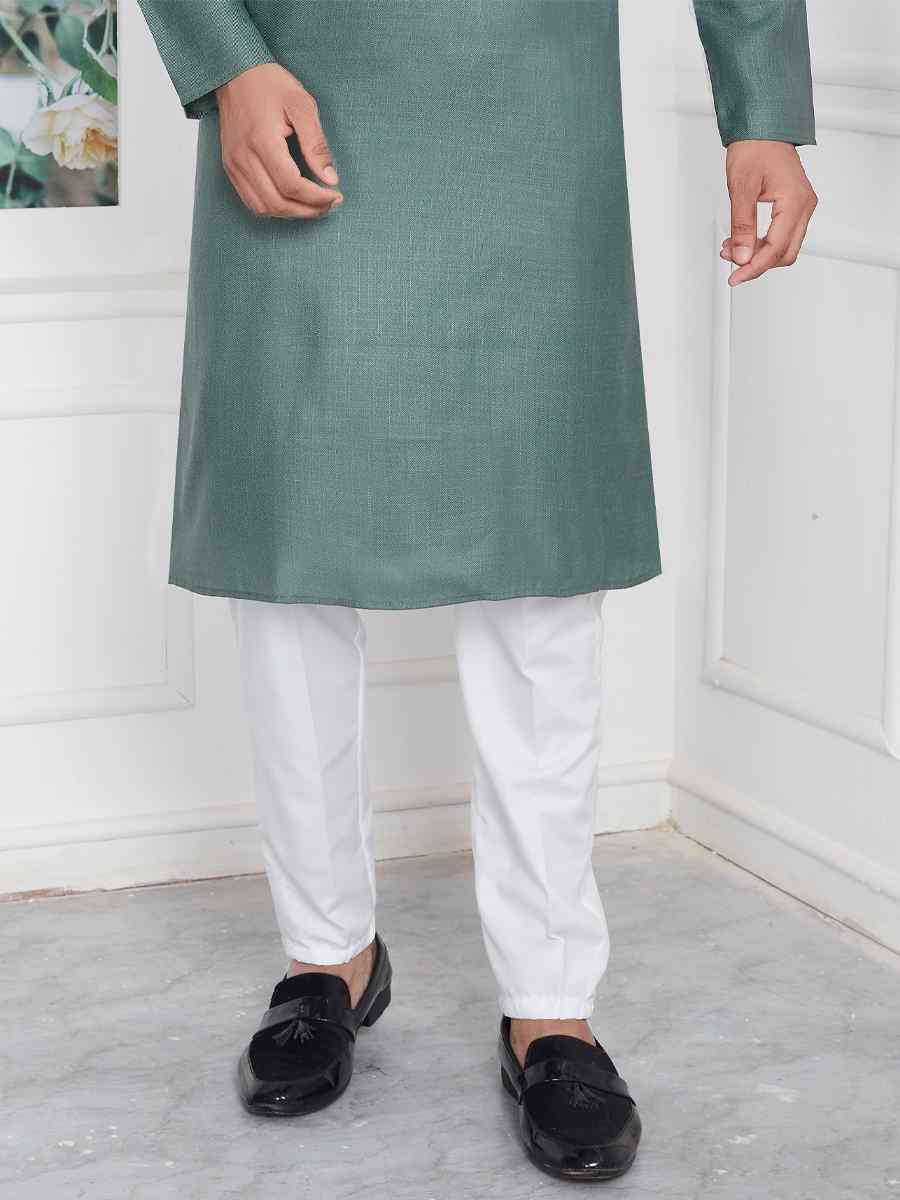 Pista Premium Linen Cotton Plain Festival Casual Kurta