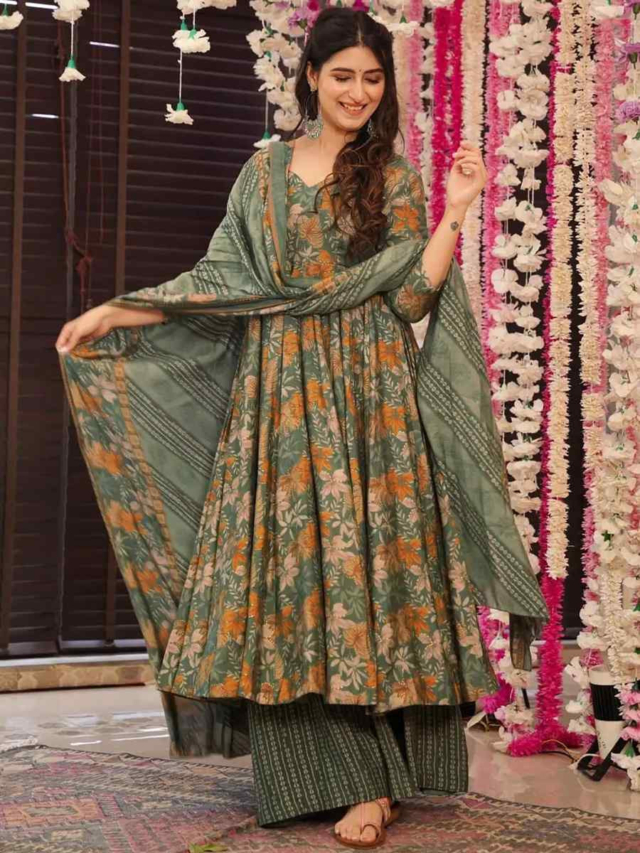 Pista Pure Maslin Embroidered Festival Wedding Anarkali Salwar Kameez