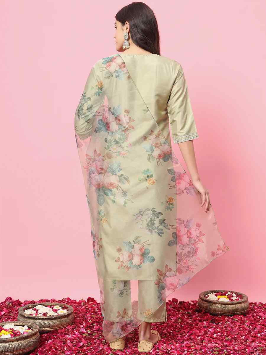 Pista Silk Blend Embroidered Festival Casual Ready Pant Salwar Kameez