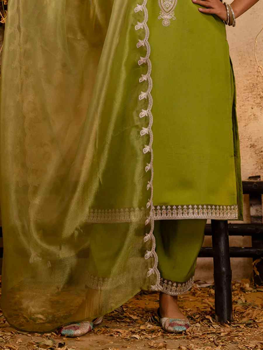 Pista Silk Blend Embroidered Party Casual Ready Pant Salwar Kameez