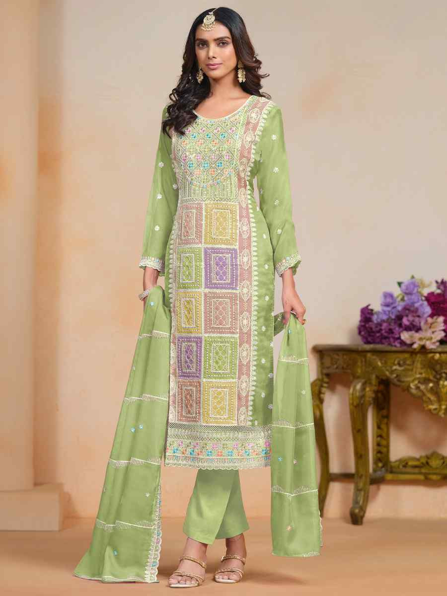 Pista Soft Organza Embroidered Festival Wedding Pant Salwar Kameez