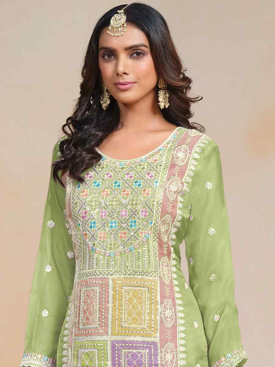 Pista Soft Organza Embroidered Festival Wedding Pant Salwar Kameez