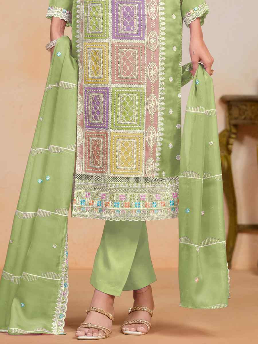 Pista Soft Organza Embroidered Festival Wedding Pant Salwar Kameez