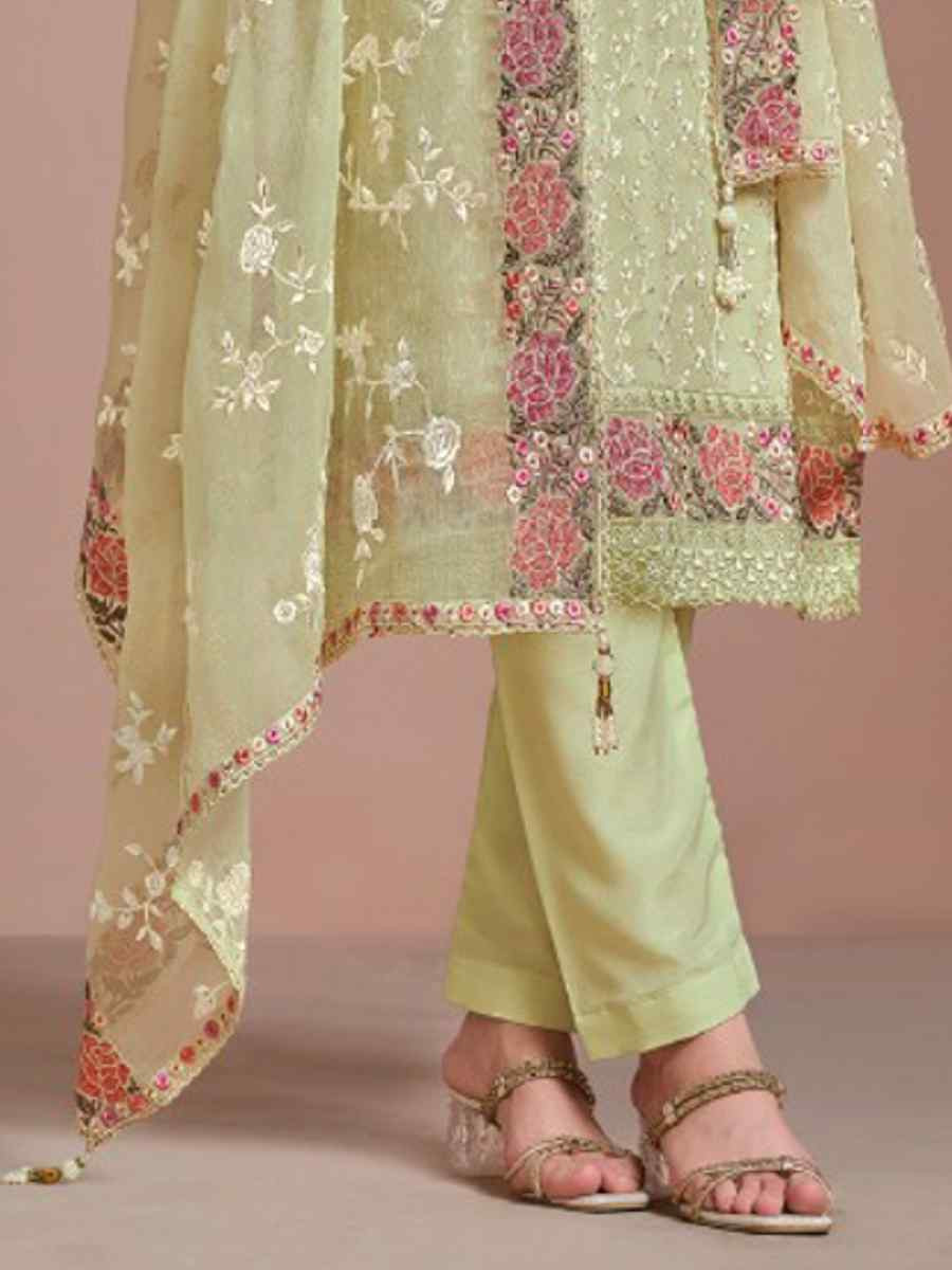 Pista Twinkle Chiffon Embroidered Festival Wedding Pant Salwar Kameez