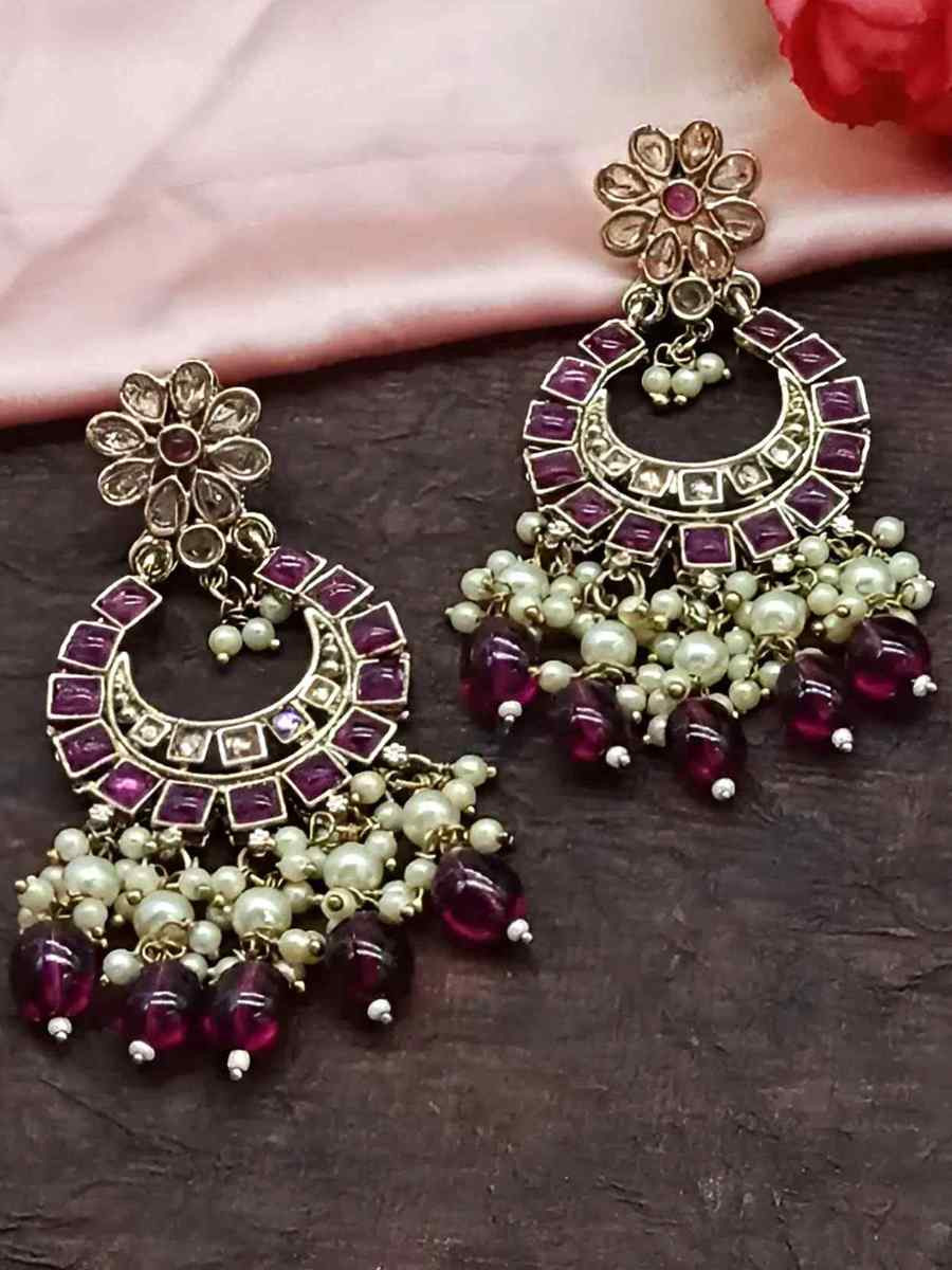 Purple Alloy Festival Wear Kundan Necklace