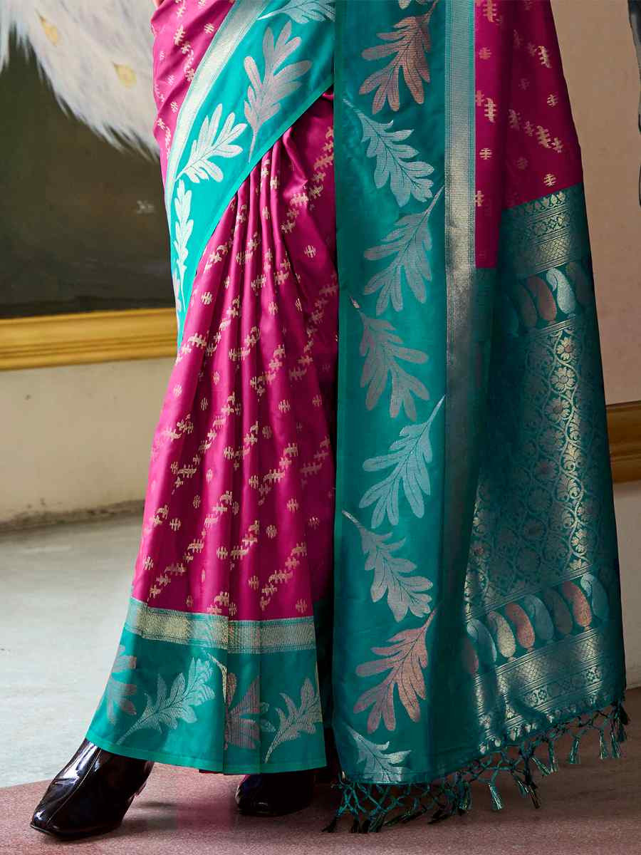 Purple Banarasi Silk Handwoven Festival Wedding Heavy Border Saree