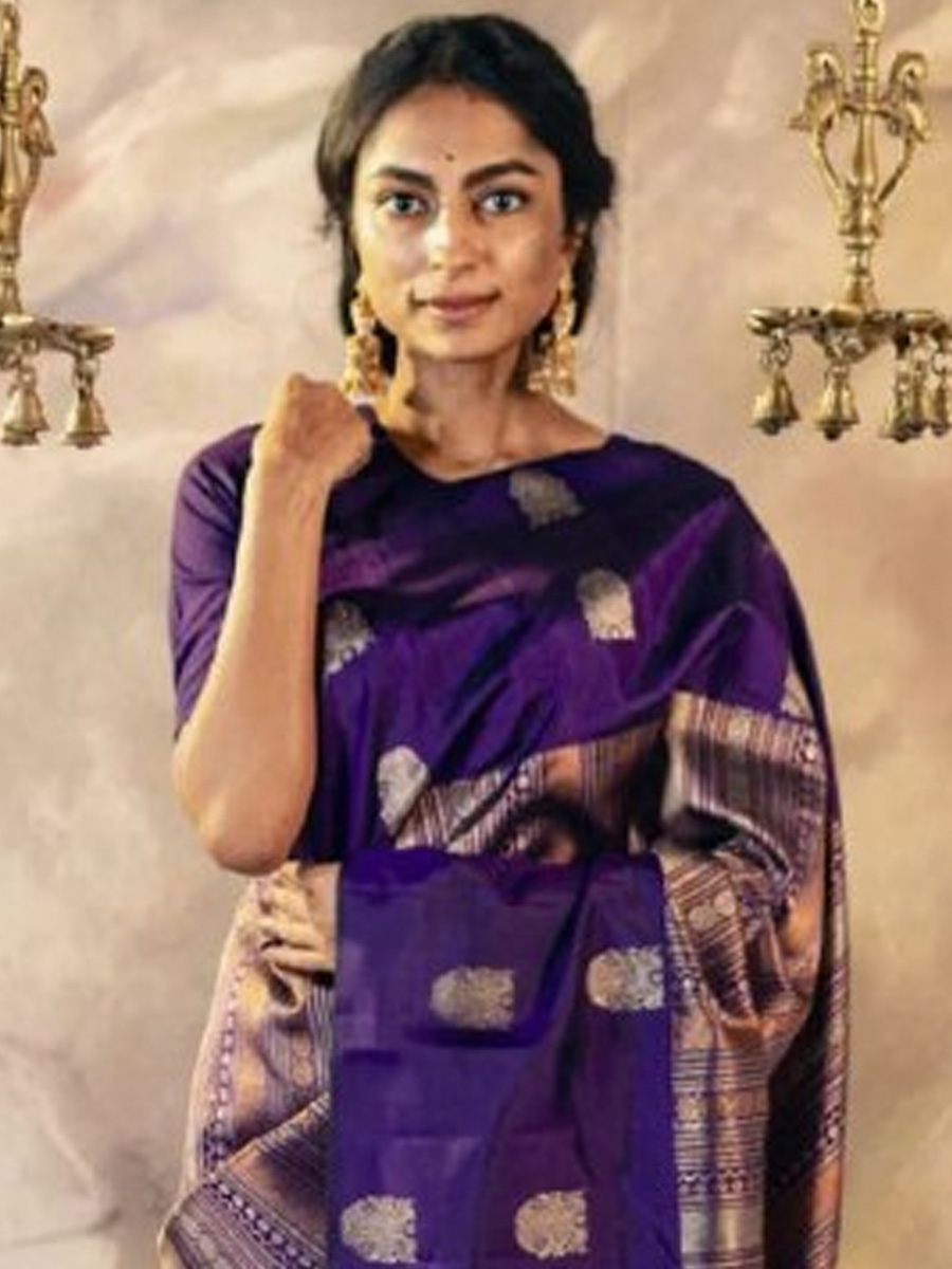 Purple Banarasi Soft Silk Handwoven Festival Casual Classic Style Saree