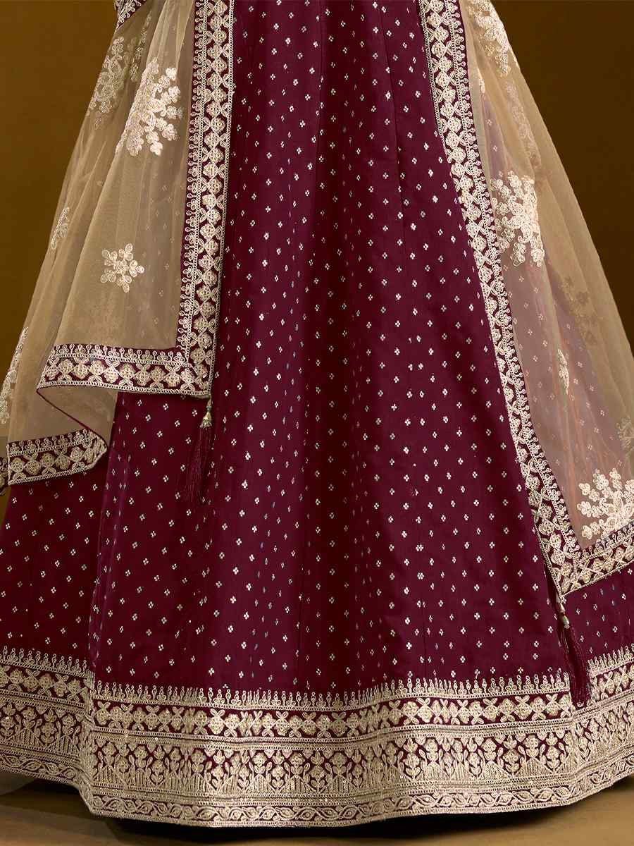 Purple Chanderi Butti Embroidered Festival Wedding Ready Anarkali Salwar Kameez