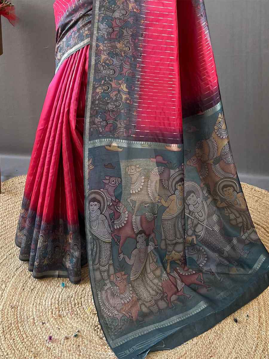 Purple Chanderi Silk Handwoven Festival Wedding Heavy Border Saree