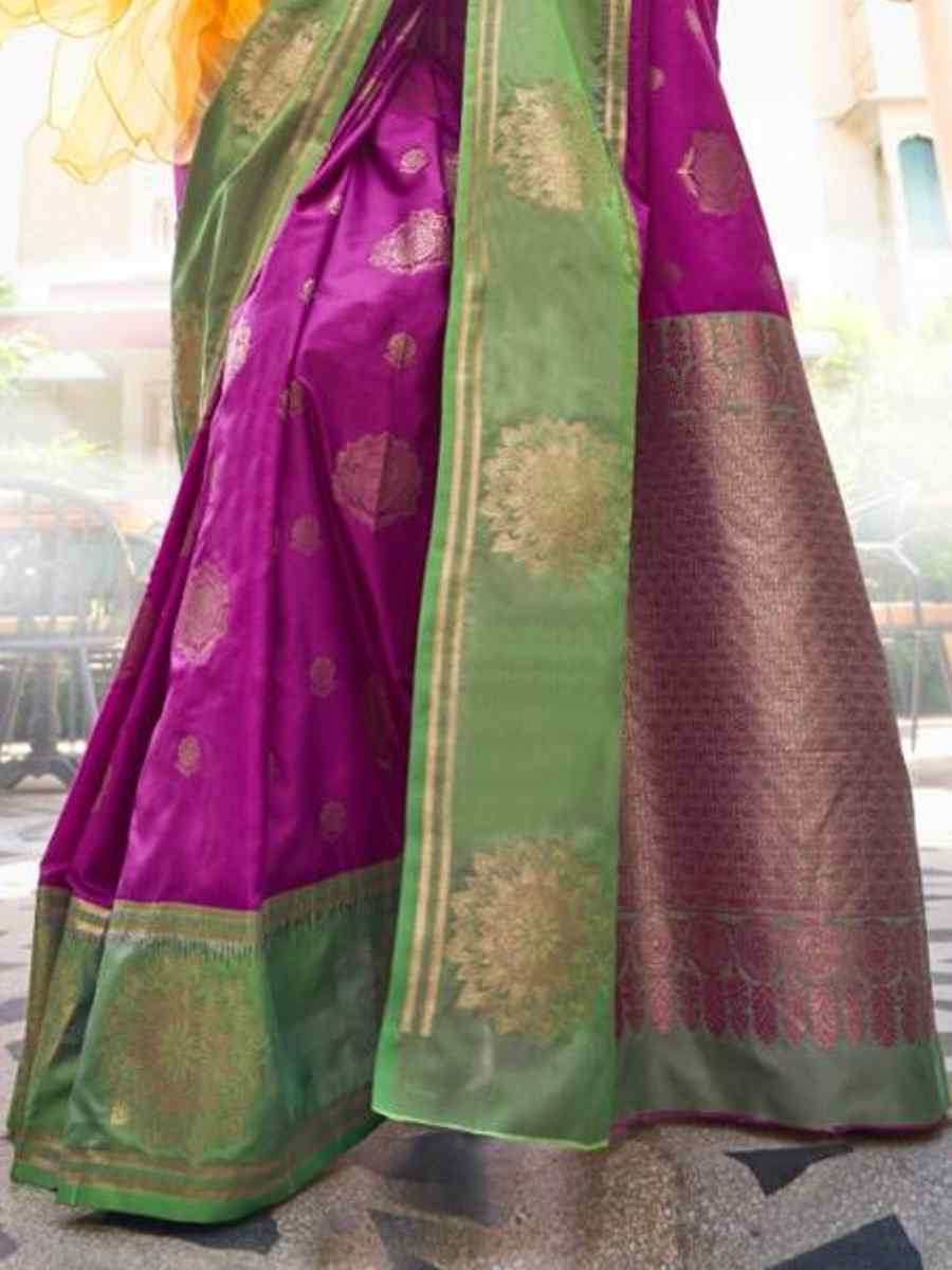 Purple Cotton Silk Handwoven Festival Wedding Heavy Border Saree