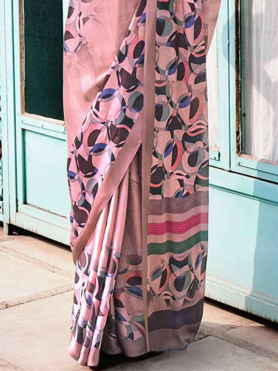 Purple Crepe Soft Silk Printed Festival Casual Contemporary Saree