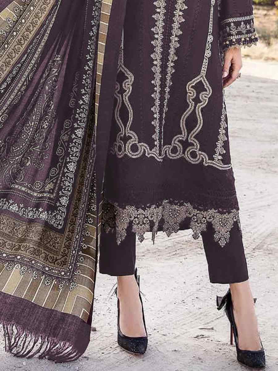 Purple Faux Georgette Embroidered Festival Casual Pant Salwar Kameez