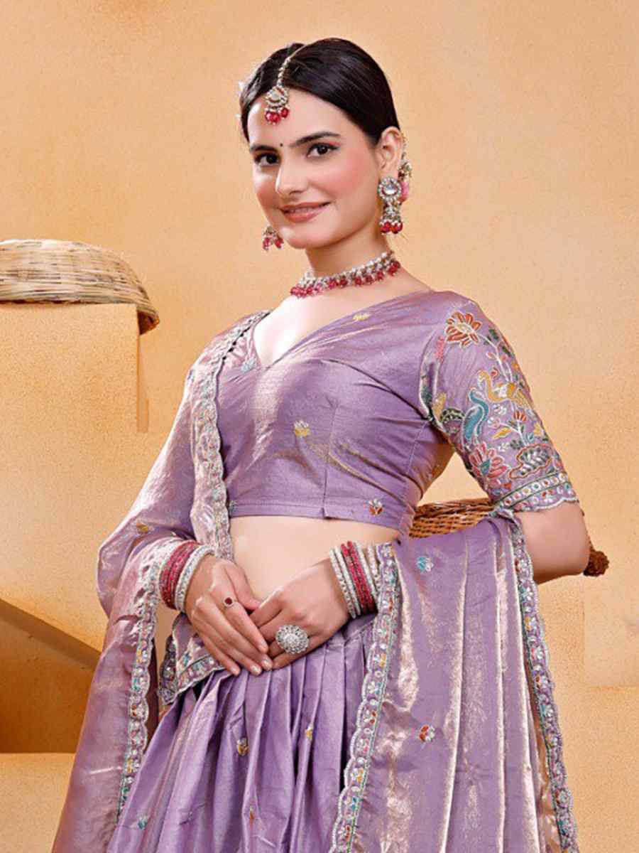 Purple Fendy Silk Embroidered Reception Wedding Bridal Lehenga Choli