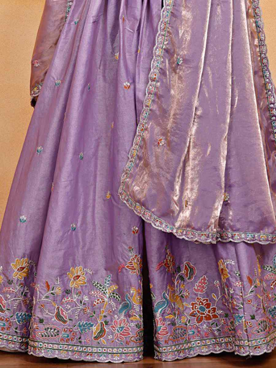 Purple Fendy Silk Embroidered Reception Wedding Bridal Lehenga Choli