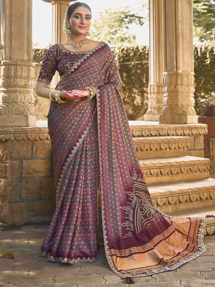 Purple Gajji Silk Handwoven Festival Casual Heavy Border Saree