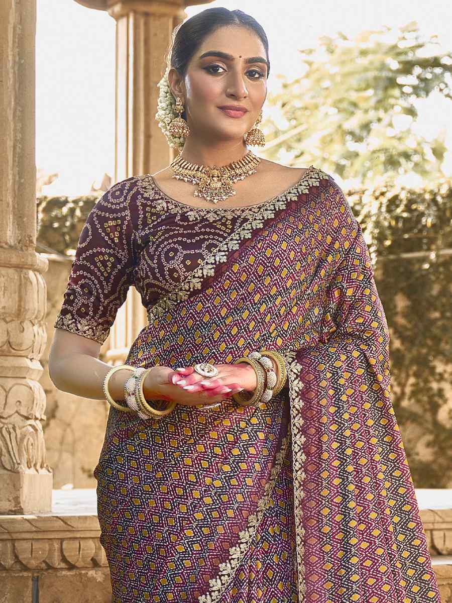 Purple Gajji Silk Handwoven Festival Casual Heavy Border Saree