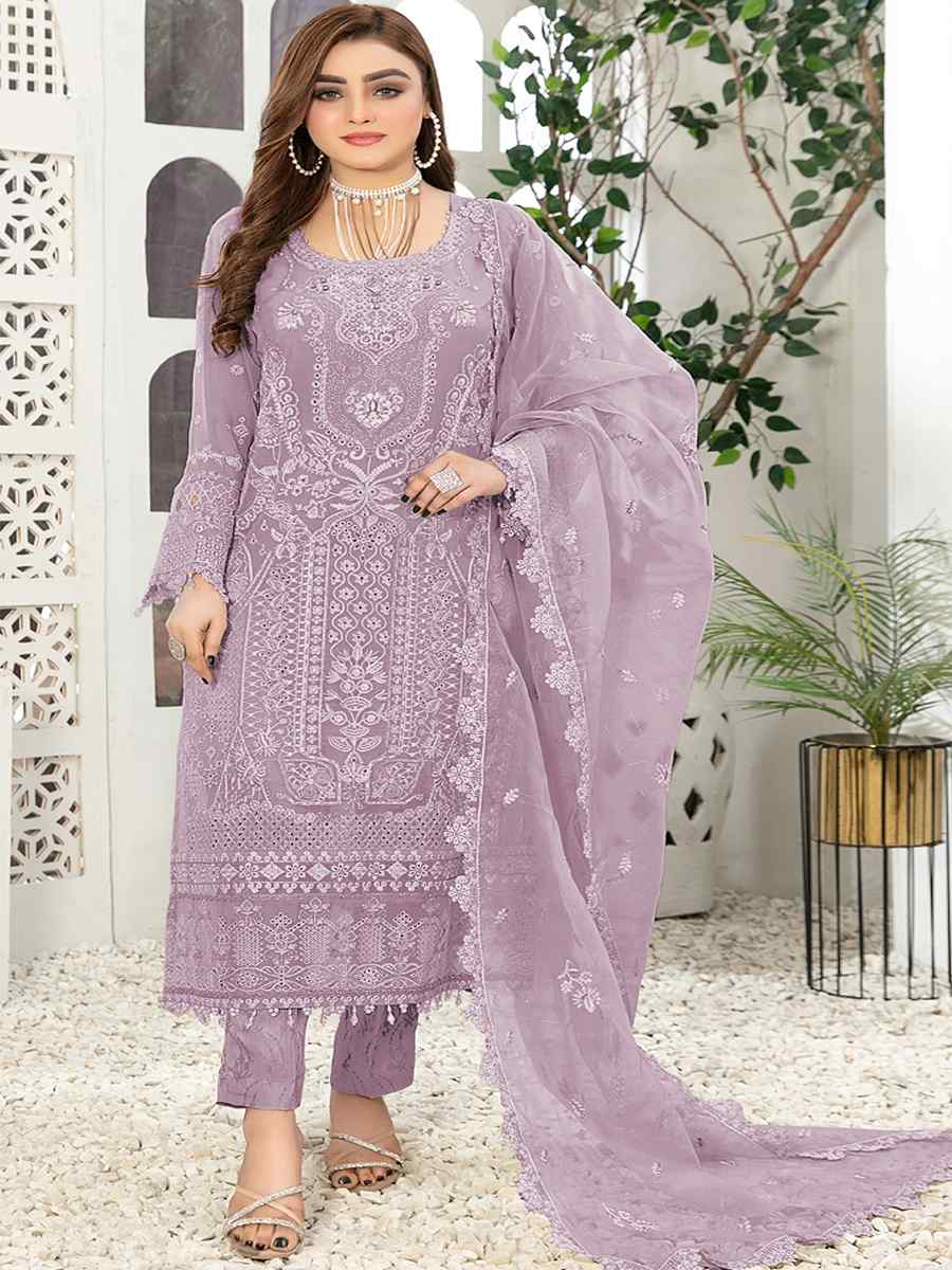 Purple Georgette Embroidered Festival Casual Pant Salwar Kameez