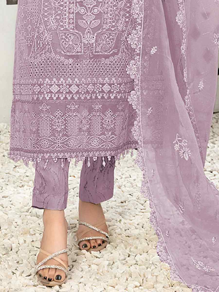 Purple Georgette Embroidered Festival Casual Pant Salwar Kameez