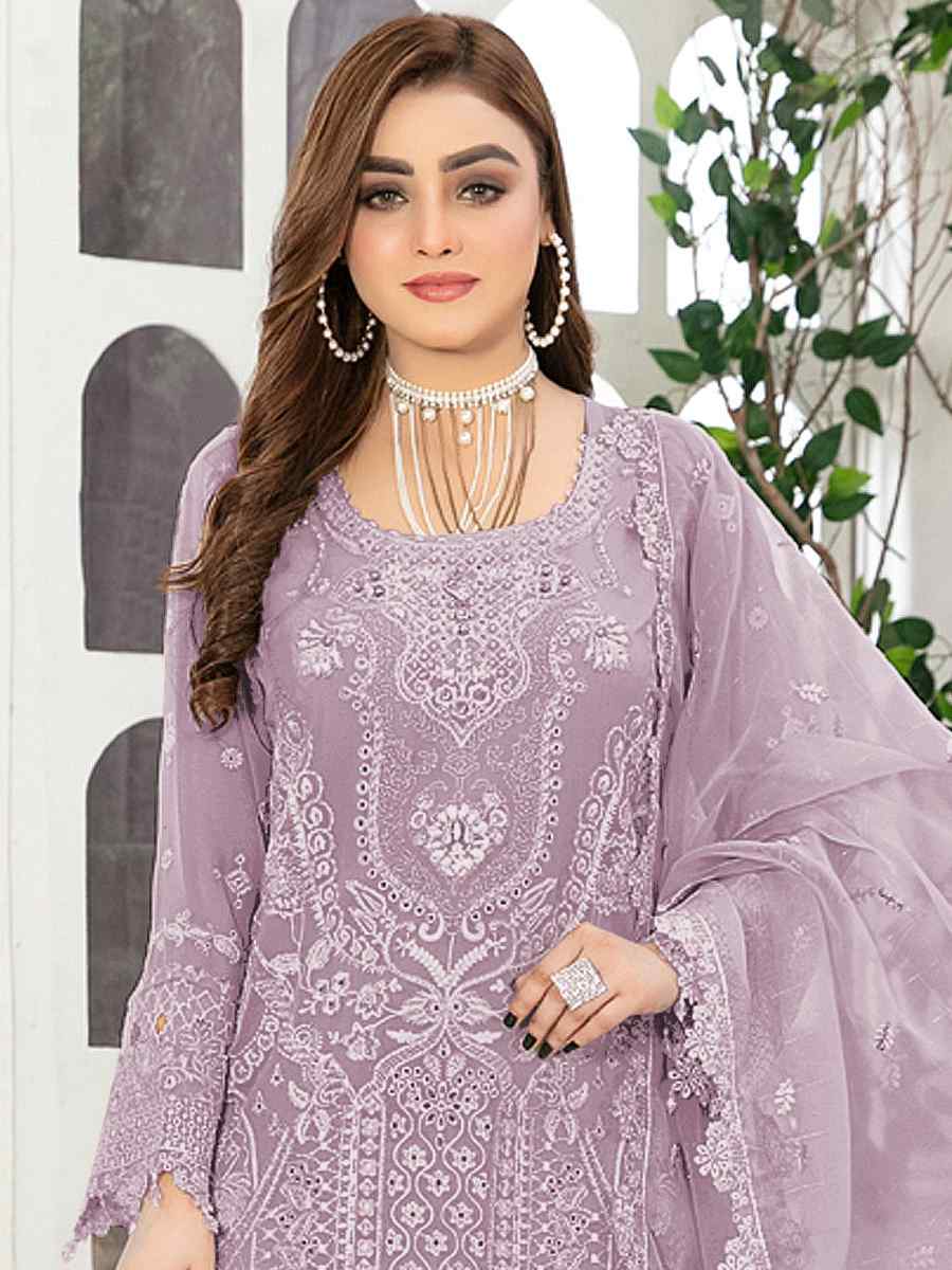 Purple Georgette Embroidered Festival Casual Pant Salwar Kameez