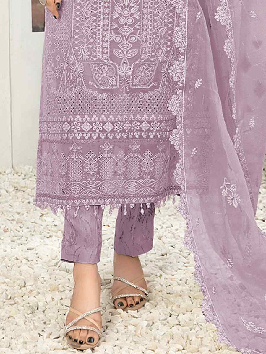 Purple Georgette Embroidered Festival Casual Pant Salwar Kameez