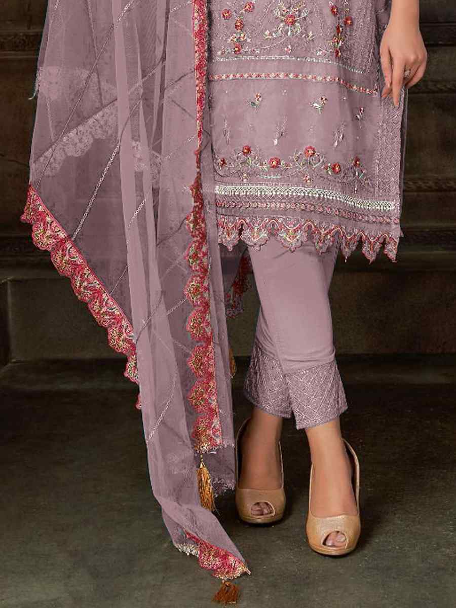 Purple Georgette Embroidered Festival Casual Pant Salwar Kameez