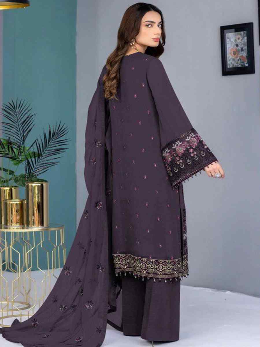 Purple Georgette Embroidered Festival Casual Pant Salwar Kameez