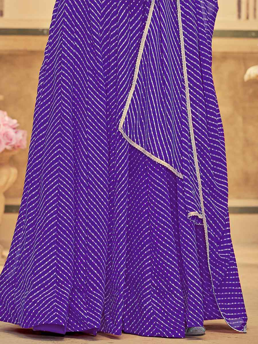 Purple Georgette Embroidery Reception Party Wear Heavy Border Lehenga Choli