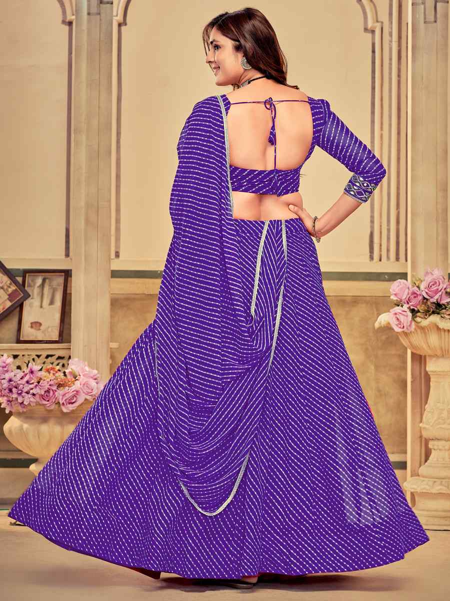 Purple Georgette Embroidery Reception Party Wear Heavy Border Lehenga Choli