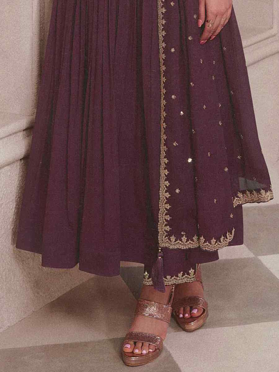 Purple Heavy Chinon Embroidered Festival Wedding Anarkali Salwar Kameez