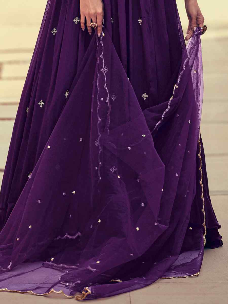 Purple Heavy Chinon Embroidered Festival Wedding Ready Anarkali Salwar Kameez