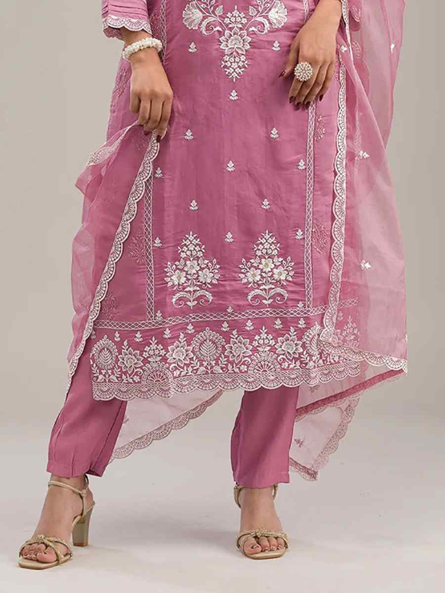 Purple Heavy Pv Cotton Embroidered Festival Wedding Pant Salwar Kameez