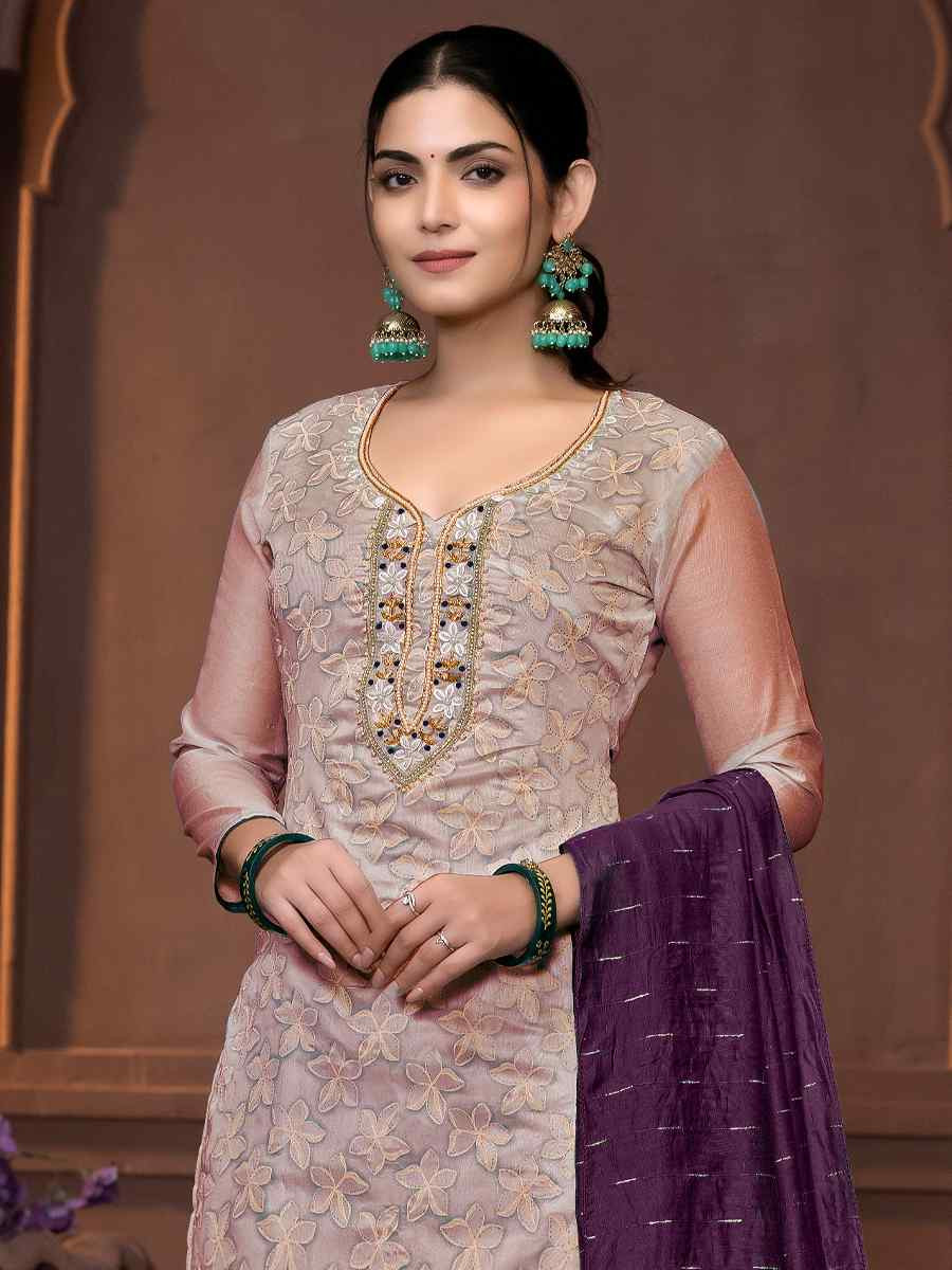 Purple Model Cotton Embroidered Casual Festival Pant Salwar Kameez