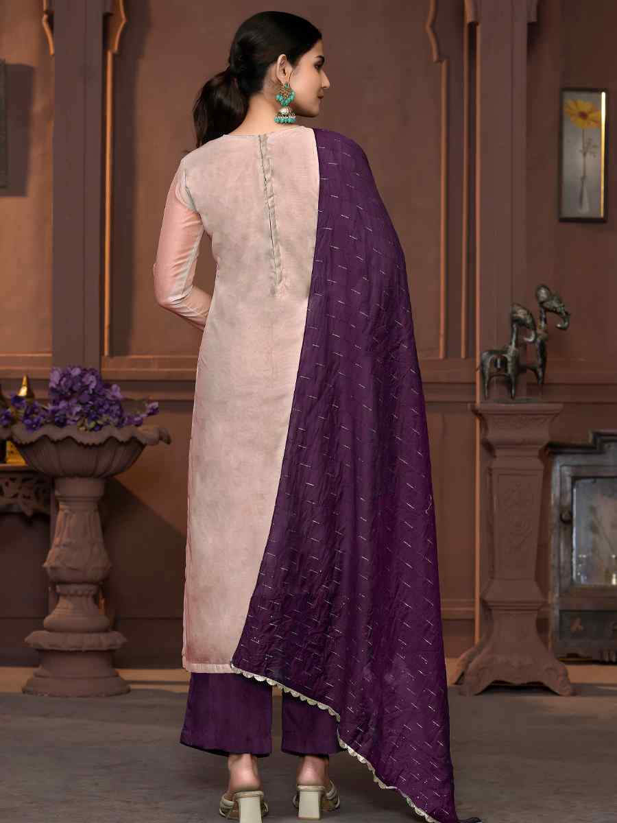 Purple Model Cotton Embroidered Casual Festival Pant Salwar Kameez