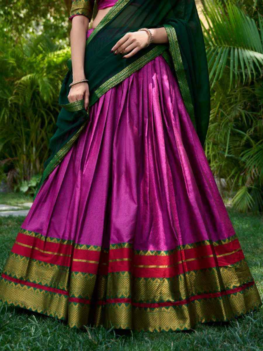 Purple Poly Cotton Zari Festival Mehendi Traditional Lehenga Choli