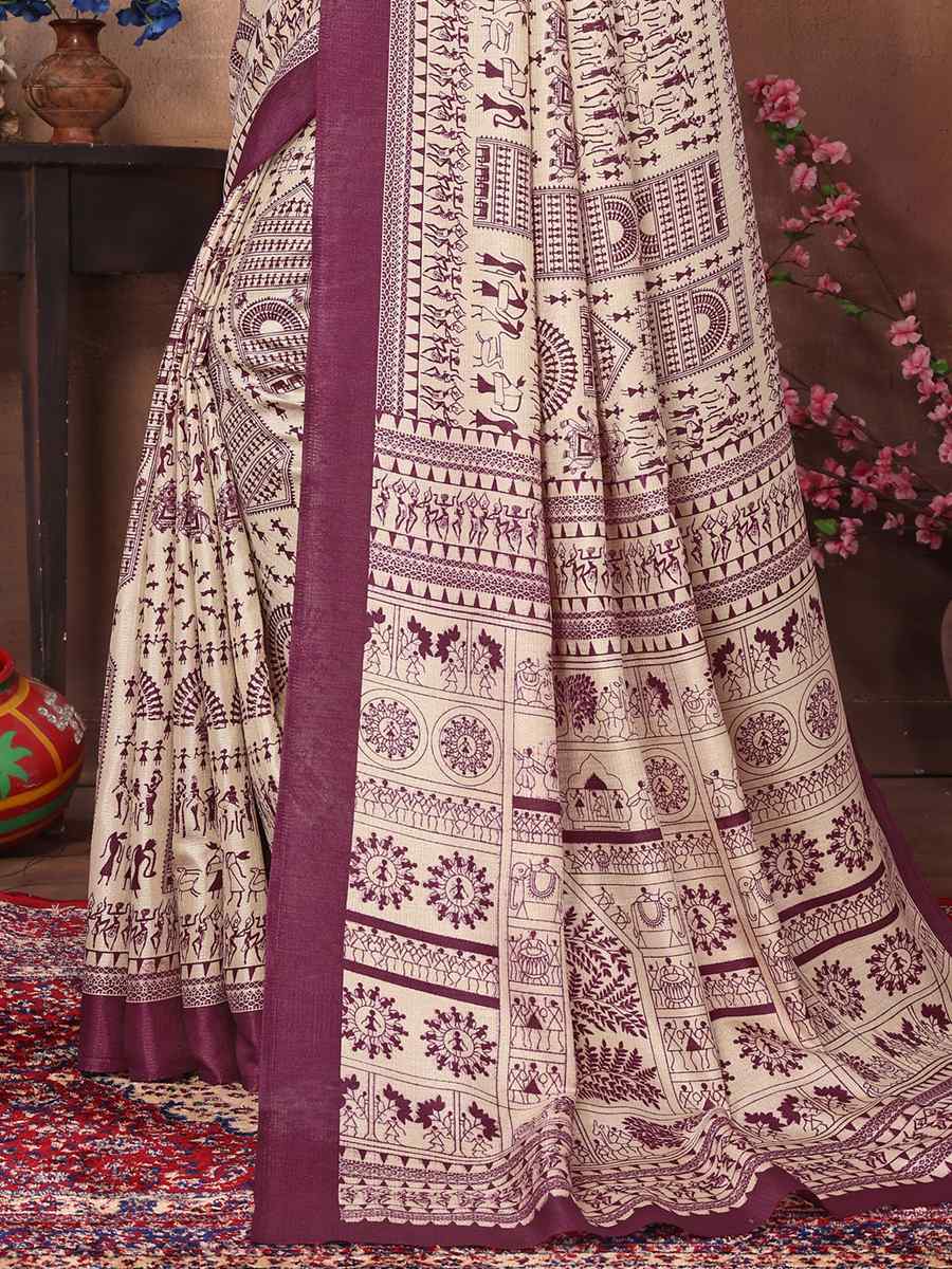 Purple Premiume Printed Casual Festival Contemporary Saree