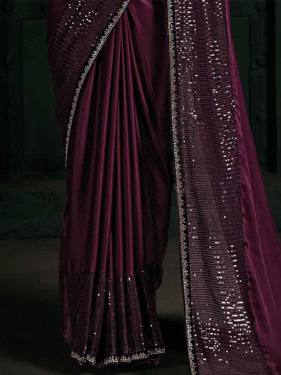 Purple Pure Chiffon Silk Handwoven Wedding Festival Heavy Border Saree