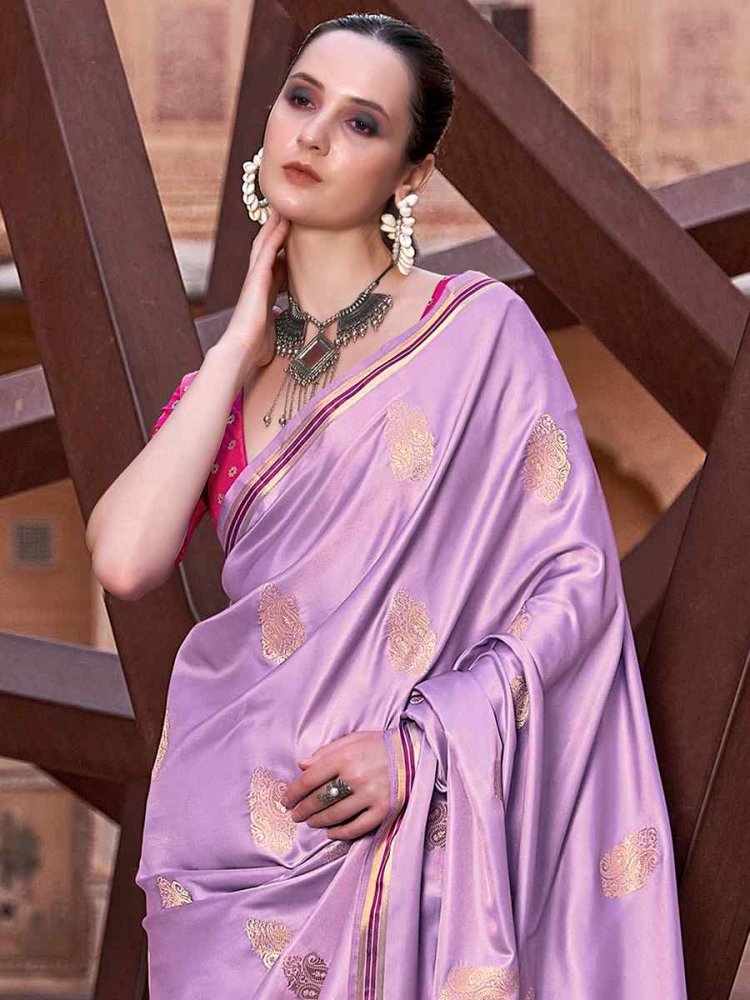 Light purple silk saree with blouse 26009