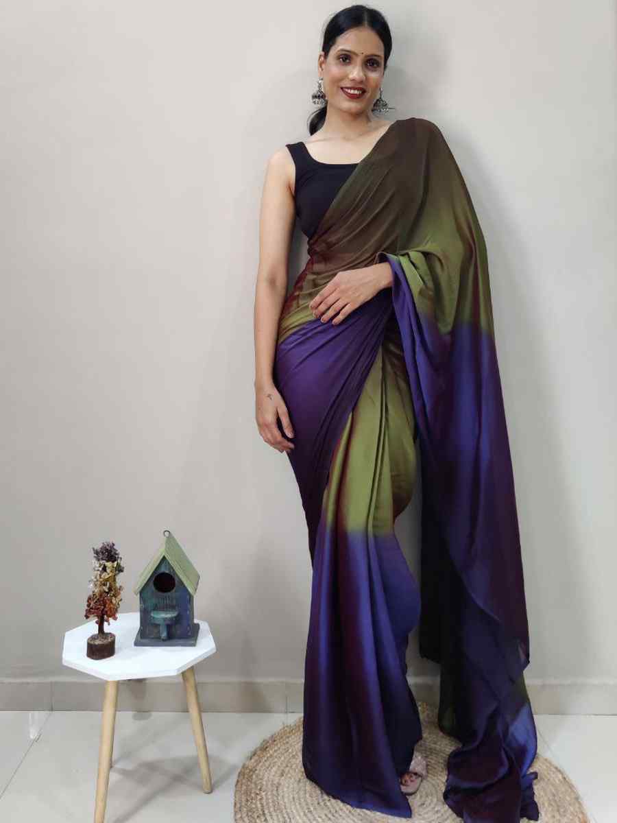 Purple Pure Soft Georgette Silk Printed Festival Casual Contemporary Saree