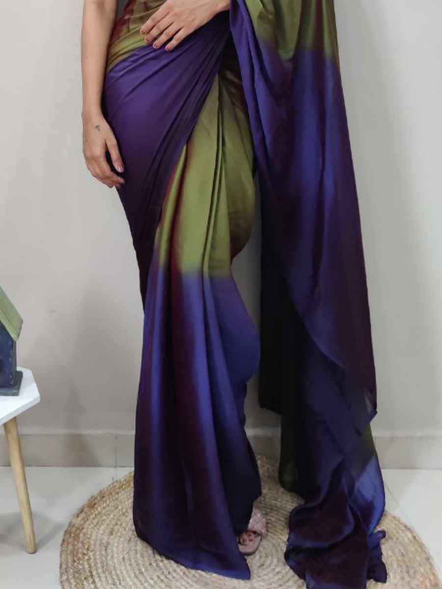 Purple Pure Soft Georgette Silk Printed Festival Casual Contemporary Saree