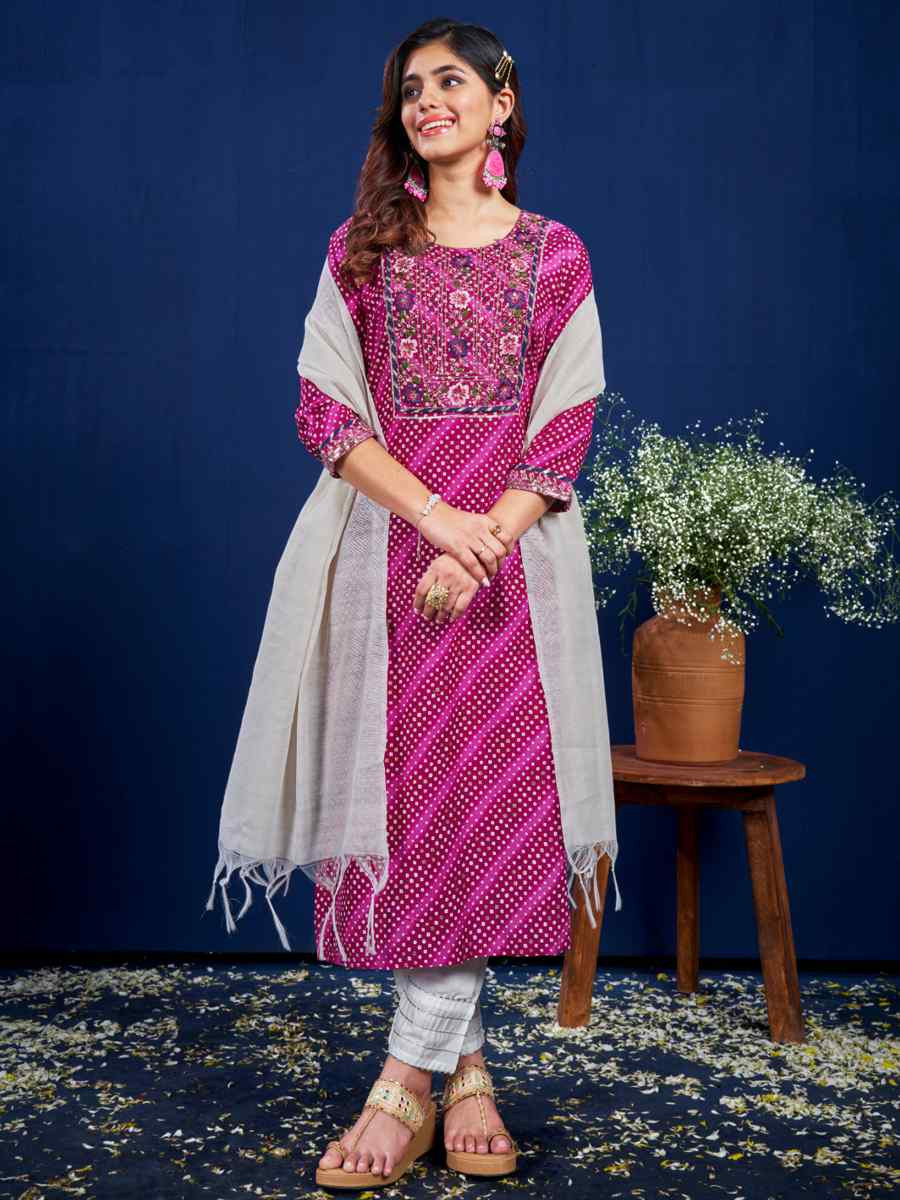 Purple Rayon Printed Festival Casual Pant Salwar Kameez