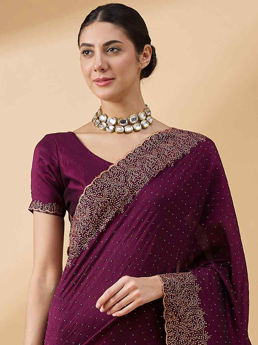 Purple Silk Blend Handwoven Wedding Festival Heavy Border Saree