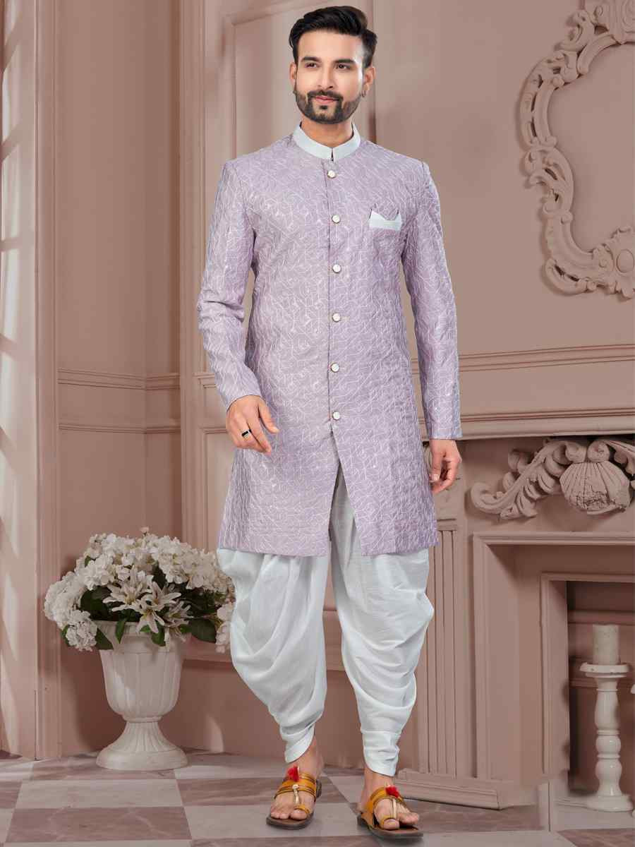 Purple Silk Dupion Embroidered Festival Wedding Sherwani