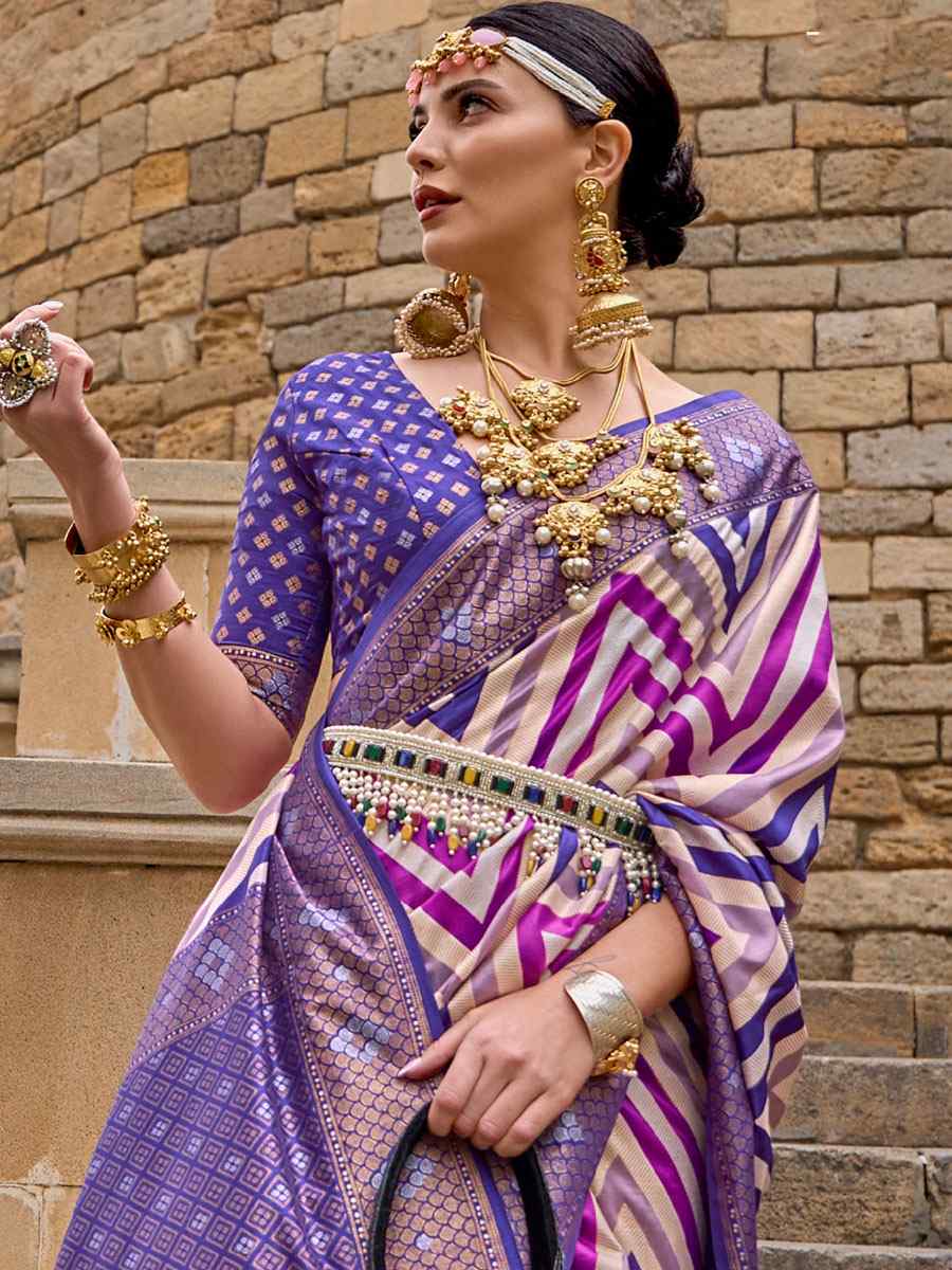 Purple Silk Handwoven Casual Festival Heavy Border Saree