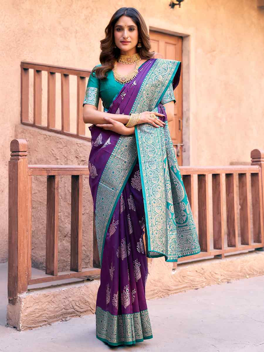 Purple Silk Handwoven Festival Casual Contemporary Saree