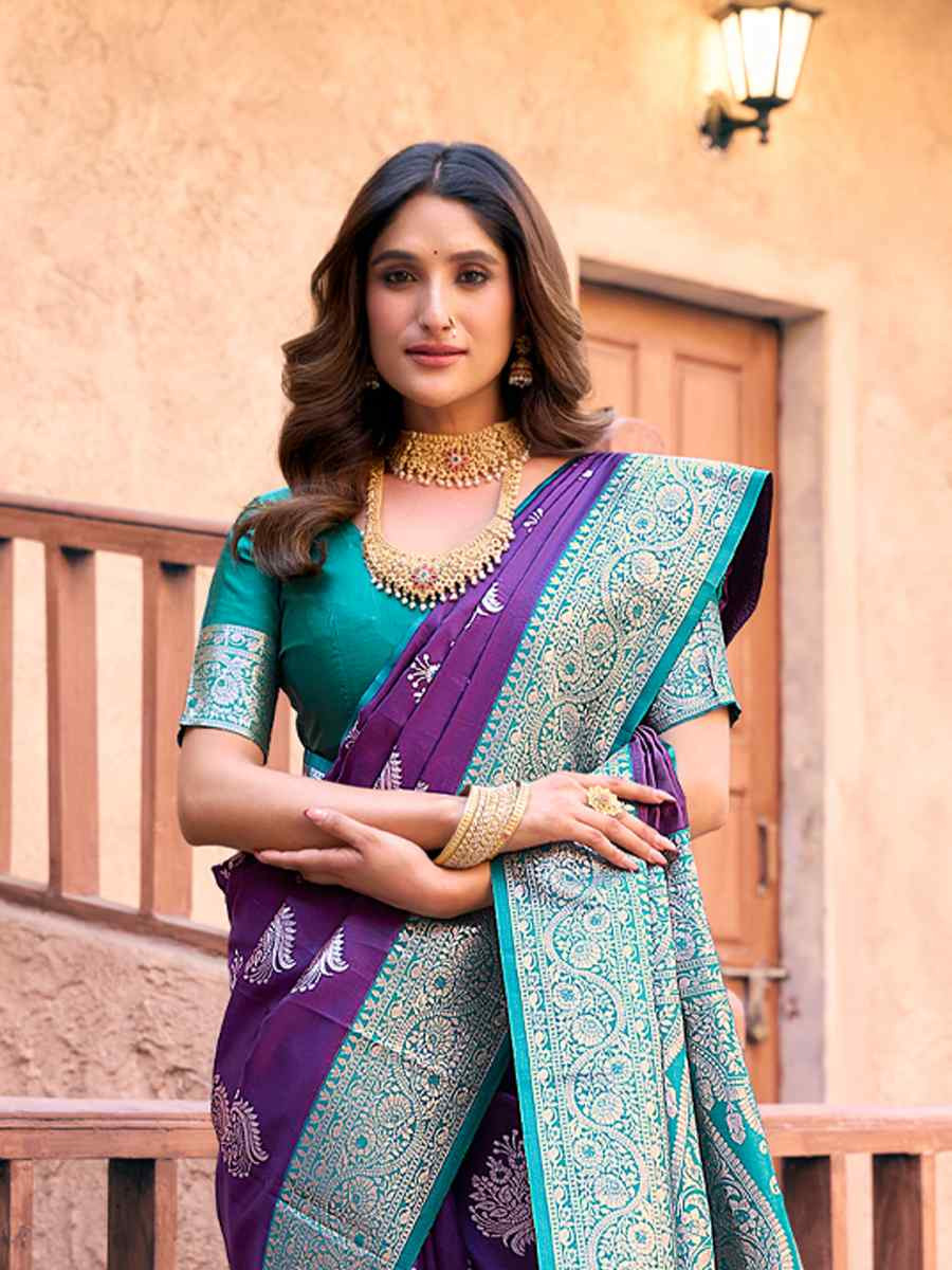 Purple Silk Handwoven Festival Casual Contemporary Saree